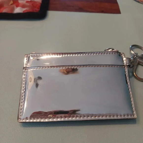 Tory Burch | Key Pouch Silver Mirrory M  Studded Card Holder - Picture 3 of 10